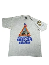VTG The 17Th Annual Marine Corps Marathon T-Shirt Gray Large 1992 Washington DC