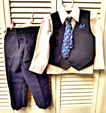 Toddler Boys 3 PC Formal Outfit SZ 2T Platinum Boys Wear Shirt Vest Pants EUC