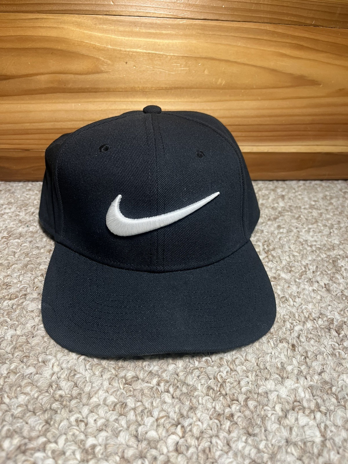 Nike Pro Black White Swoosh Snapback Hat Cap Green Undervisor One Size OSFA