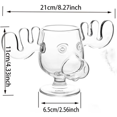 1/2/3 Stück Weihnachten Elch Glas Tasse 8 Unzen Milch Elch Becher Weihnachten Rentierkopf Bier