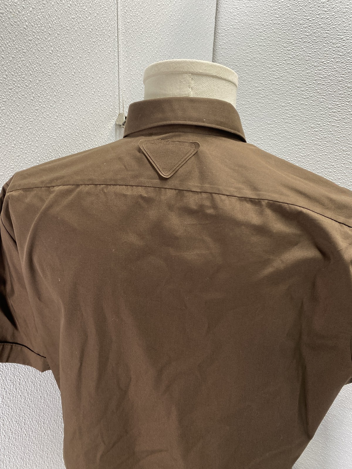Prada Mens Short Sleeve Cotton Blend Button-Up Shirt Size 40 Brown thumbnail 8
