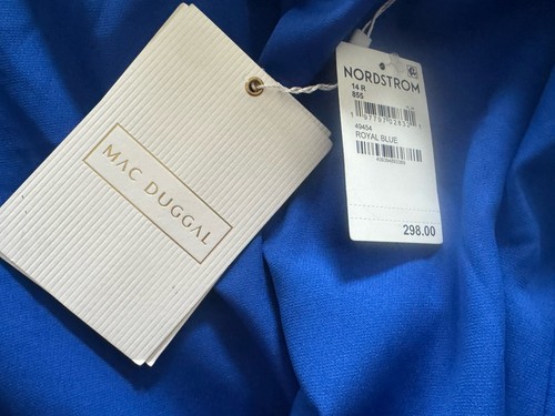 Mac Duggal 49454 Sleeveless V Neck Bow Mermaid Gown Dress NWT Royal Blue size 14 - Picture 6 of 7