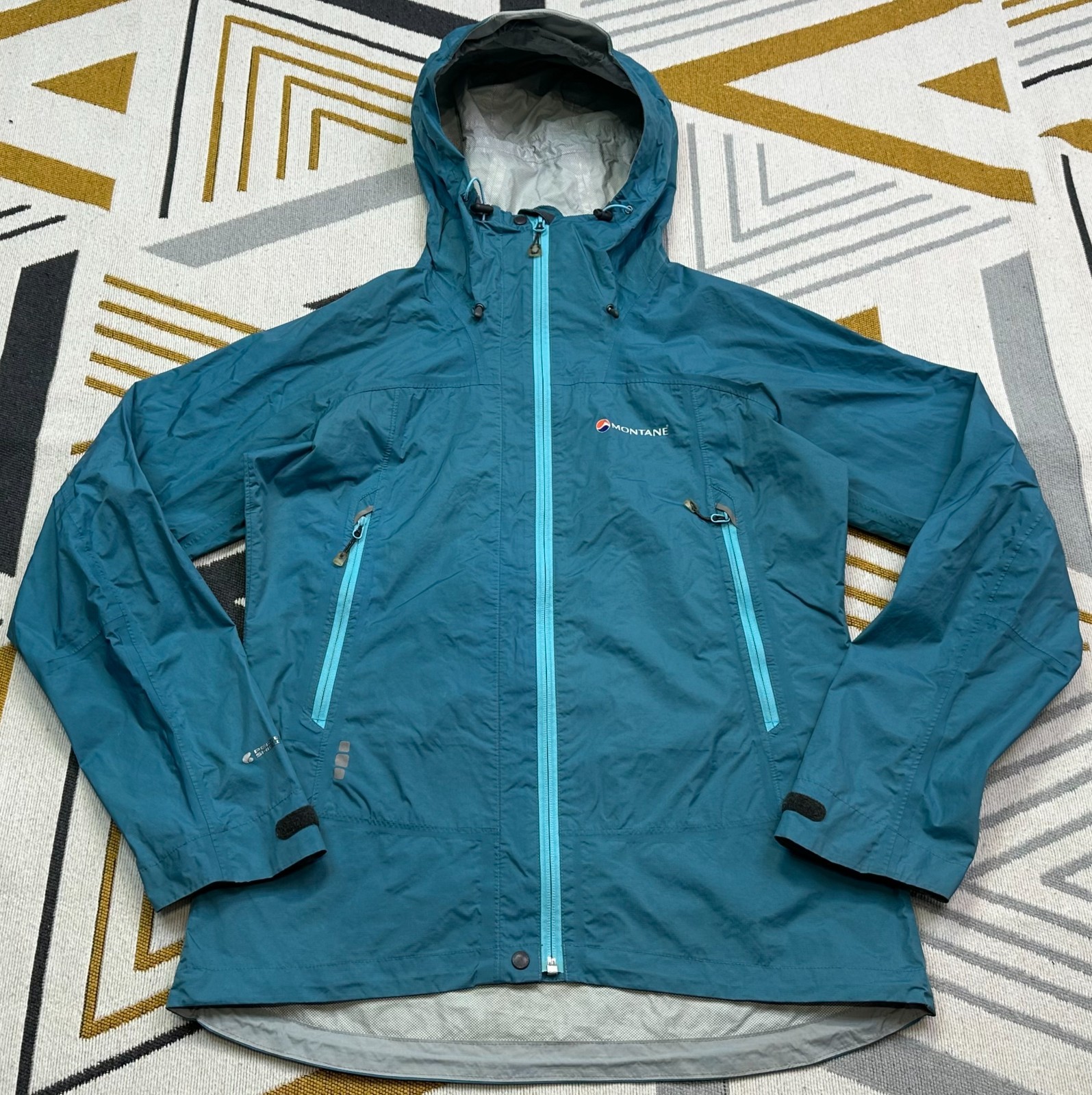 MONTANE PERTEX SHIELD JACKET WOMEN WATERPROOF HIKING RAIN COAT TEAL BLUE SIZE 12