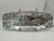 Arthur Court Aluminum Oblong Easter Bunny Orchid Tray 1994
