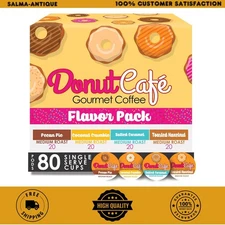 Donut Café Gourmet Coffee K-Cup Pods 80 Count Medium Roast Flavored Variety