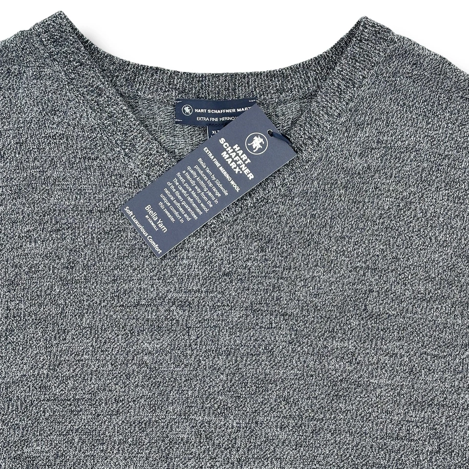 Chaleco Suéter Hart Schaffner Marx Extra Fino Lana Merino Para Hombres Talla XLT Alto Gris Foto 3 de 4
