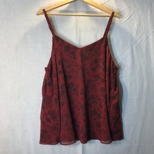 Torrid Size 0 Sophie Chiffon Swing Cami Watorcolor Floral Burgundy Black Straps