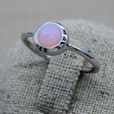 Bague Ancienne Fin XIXe Début XXe En Argent 935 Avec Cabochon De Quartz Rose - Taille 52 - Bijou Vintage