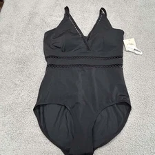 Ruby Ribbon St tropez SwimSuit Womens Size 14 Beach Swimwear One Piece Black NWT