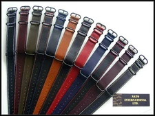 20mm Black Blue NATO G10 Shell Oily Leather watch band UTC Pilot strap IW SUISSE