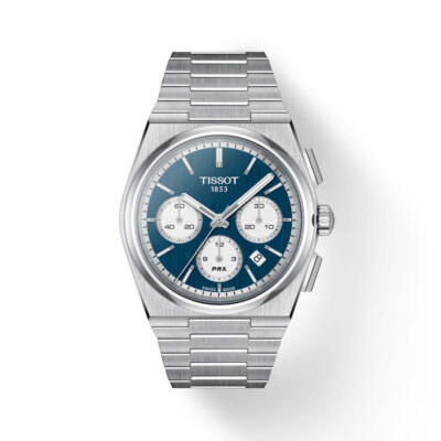 New Tissot PRX Blue Dial Chronograph Steel Bracelet Men's Watch T1374271104100