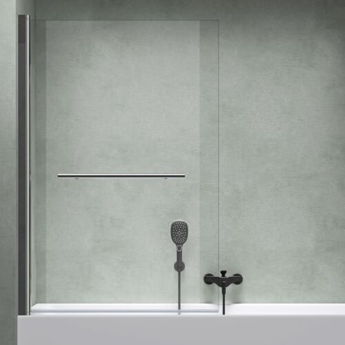 Bath Shower Screen Glass Bathroom 180° Folding Pivot Single Panel & Towel Rail - Picture 13 of 29
