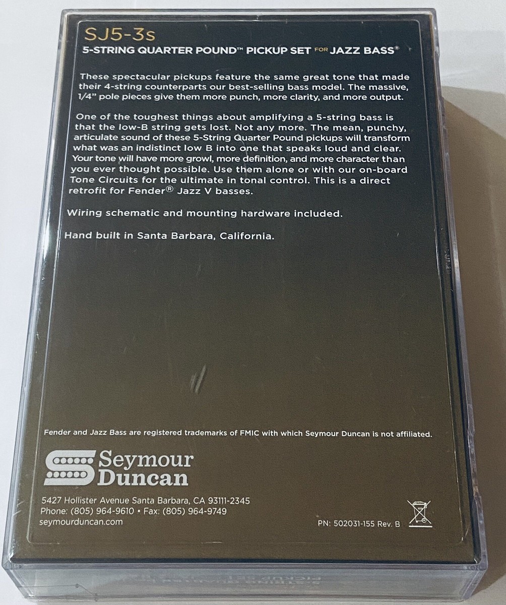 Seymour Duncan SJ5-3S 5 String Quarter Pound Jazz Bass Pickup Set