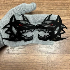 Doberman Badges Emblem Red Eye Bulldog, (2) BADGES, Fender Angry Agressive