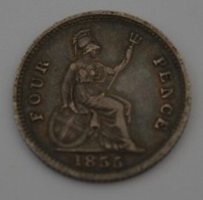 1855 Victoria Four Pence Silver Coin Lovely Detail