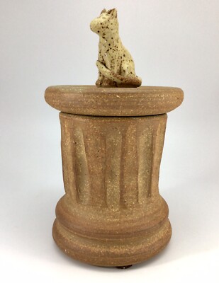 Cat Canister Jar Studio Art Pottery Decorative Column Box Kitty Unique Signed