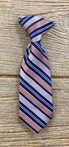 Baby Boys Neck Suit Tie 24 Months 2T Peach Orange Blue Striped Dressy Clip On