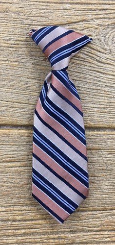 Baby Boys Neck Suit Tie 24 Months 2T Peach Orange Blue Striped Dressy Clip On