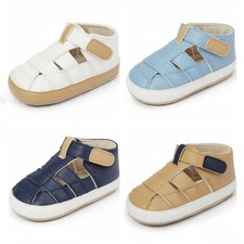 Baby Boy Pram Shoes Infant Soft Faux Leather Toddler Rubber Summer Sandals 0-18M