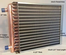 15x21 Water to Air Heat Exchanger 1" Copper Ports With Install Kit