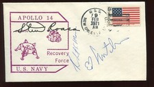 EDGAR MITCHELL & USS NEW ORLEANS CAPT ROBERT MOORE SIGNED APOLLO 14 COVER LV5412