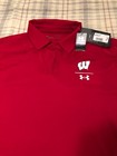 WISCONSIN BADGERS UNDER ARMOUR OFFICIAL HEAT GEAR POLO SHIRT-LARGE-NEW WITH TAGS — photo 3