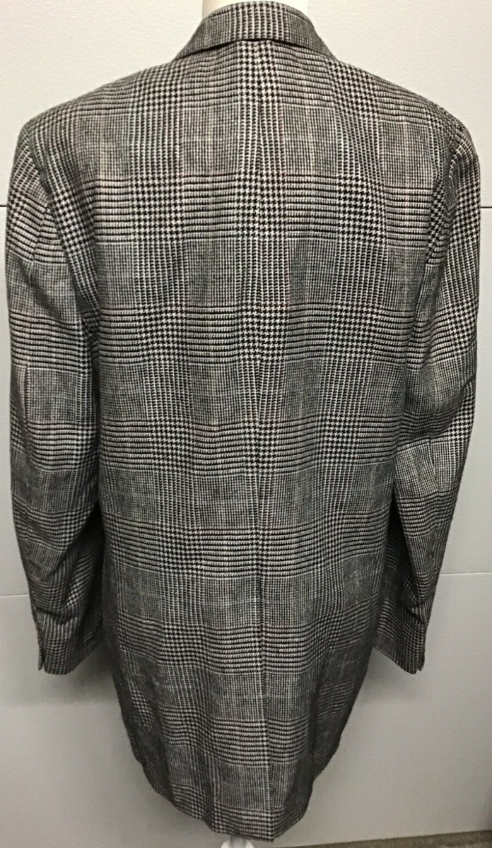 Men's Nordstrom Black White Houndstooth 2 Button Style Blazer 46