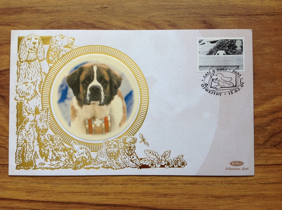 St Bernard  Dog  GB 2001  Benham Special Handmark First Day Cover. Free UK P&P - Image 3 of 3