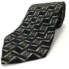 XMI Platinum Luxury Tie Black Silver Geometric Pattern Woven Silk Necktie USA