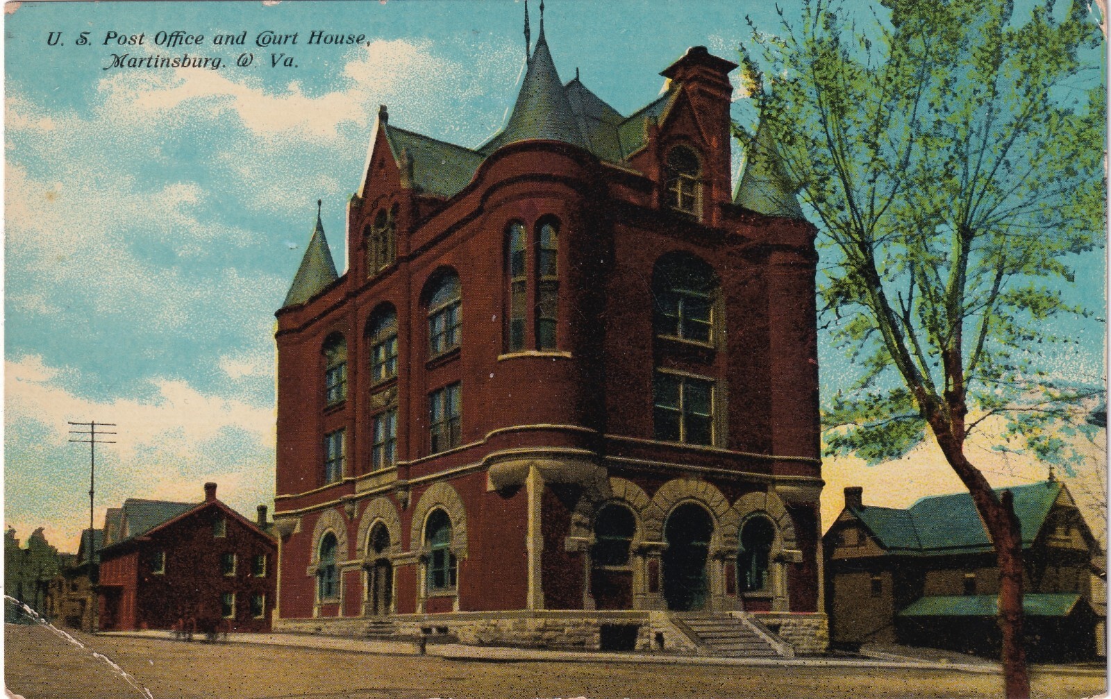 Vintage Postcard Martinsburg West Virginia U.S. Post office and Court