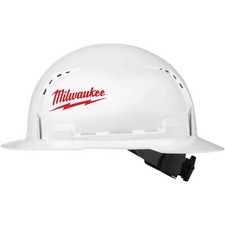 Milwaukee 48-73-1201 White Vented Full Brim Hard Hat w/ 4-Pt Ratchet Suspension