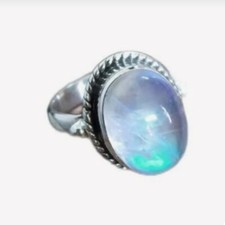 Natural Moonstone Gemstone 925 Sterling Silver Wedding Ring Gift For Her C-815