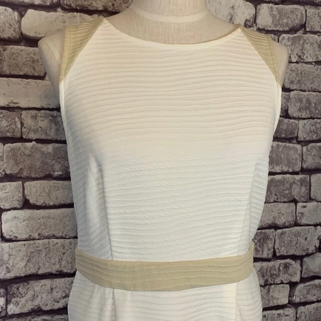 OFF WHITE Abito Cremieux bianco sporco e marrone aderente e svasato taglia M