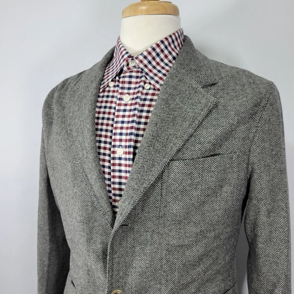 Polo Ralph Lauren Men's Tweed Unstructured Sport Coat Herringbone Wool Blend 40S - Image 4 of 4