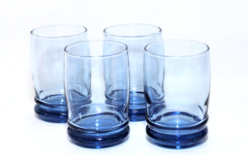 Vintage Anker Hocking Saturnblau Saft Gläser 4er Set