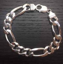Mens bracelet 925 Sterling Silver Figaro link...