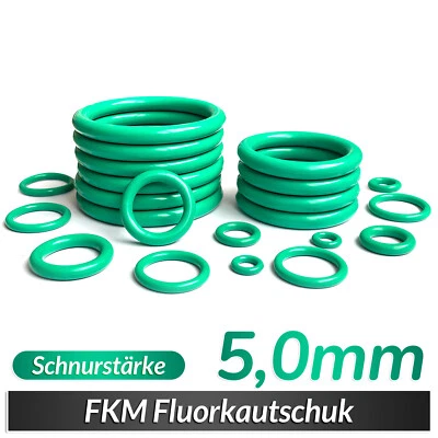 MARKENLOS O-Ringe Dichtringe Dichtungsringe 17 - 100 mm / Schnurstärke 5,0 mm / FKM 70