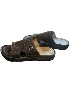 BATA Men's Leather Brown Slip On Sandals Casual Size - Main Image