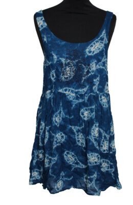KLEID TRÄGERKLEID DAMENKLEID MINKPINK BLAU ECRU MOTIV MP8279I Gr. XS 34 NEU