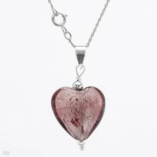 Lovely Heart Necklace With Genuine Crystal in 925 Sterling silver 18"