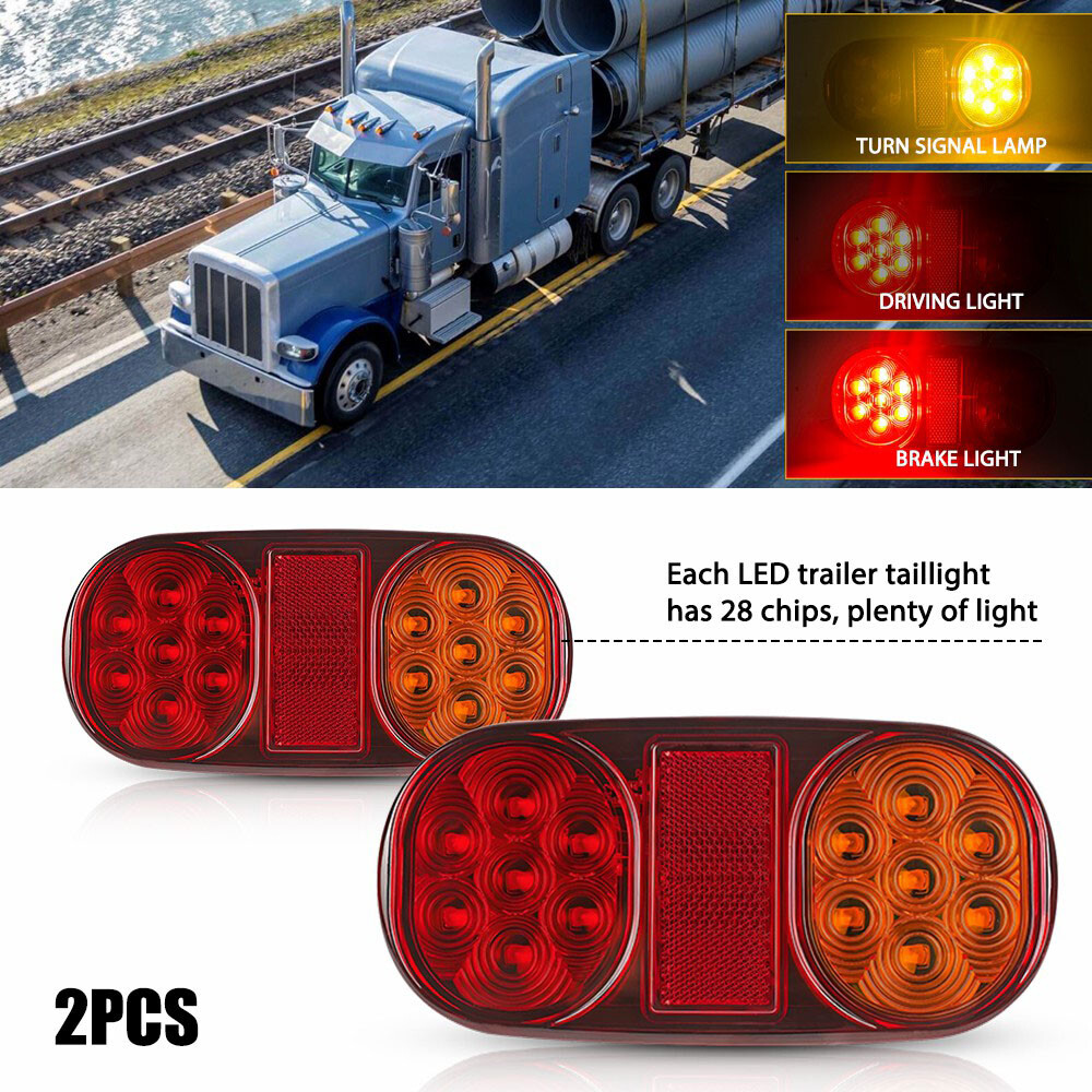 AOHEWEI 2Pcs Trailer Rear Tail Lights 18LEDs 12V Tail Lights Turn Light Stop Lights Reflector Lights License Plate Light IP67 Waterproof Mutil-Function Trailer Truck Caravan Van Boat Lamp E-Mark - Foto 8