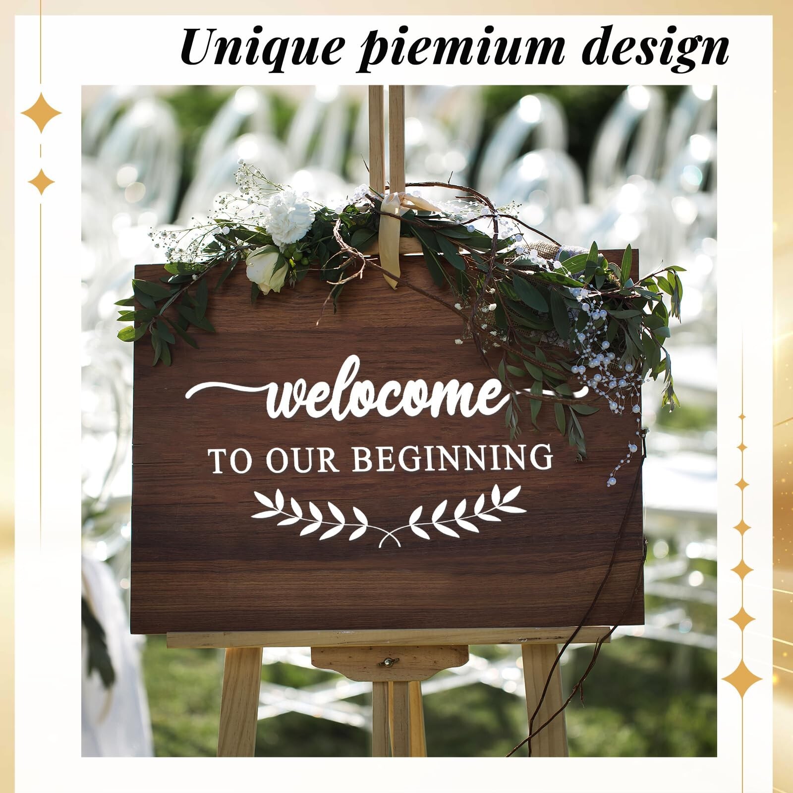 2 Pieces Wedding Mirror Decal 20 x 11 Vinyl Welcome to Our Wedding Sign Custo...