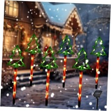 Solar Christmas Pathway Lights Outdoor Decorations, 6 in 1 Candy Cane 6pcs