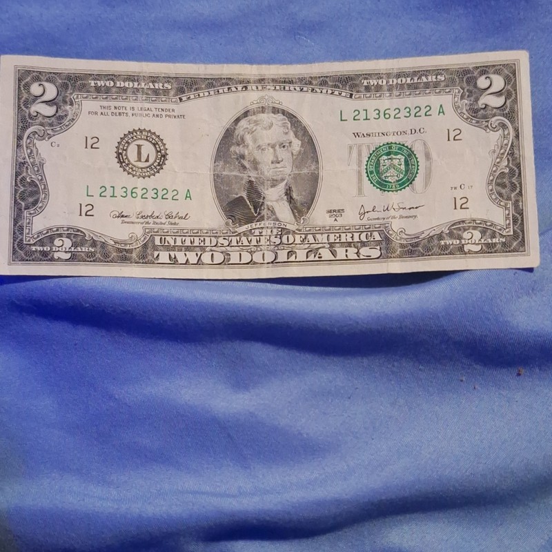 $2 Federal Reserve Note Banknote Series 2003 Circulated Uncertified