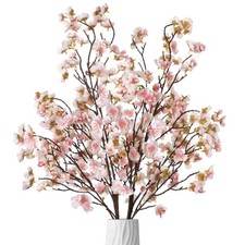 4 Pcs Artificial Cherry Blossom Flower Branches, Bulk Silk Faux Flowers Real ...