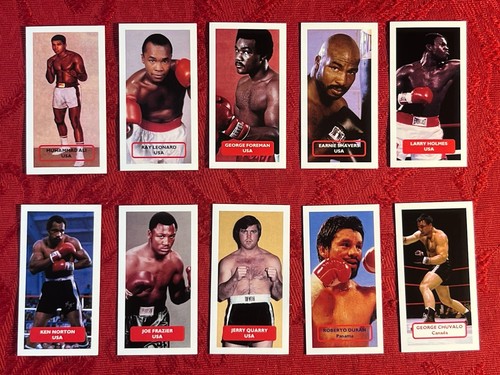 ALI-FRAZIER-NORTON-HOLMES-BOXING-PRIZE FIGHTERS-F/10 CARD SET-RARE UK ISSUE-MINT