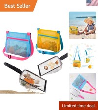 Beach Mesh Shovel Set: Shell Collecting Kids Kit with Shell Bags - Yellow/Blue