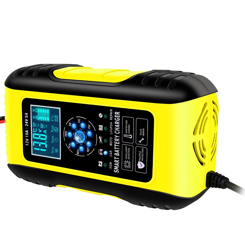 10A Car Battery Charger for Lifepo4 Lead Acid AGM Truck Motorcycle Marine Boat