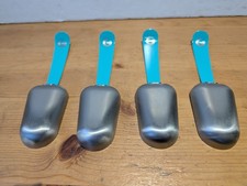 4 x Kaffee Alligator Messlöffel/Löffel - Edelstahl - türkisfarbene Griffe