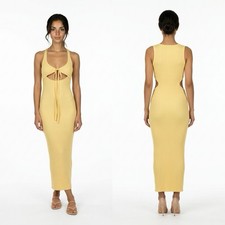 Zara Yellow Ribbed Maxi Dress Size Medium Pre Owned